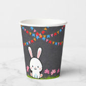 かわいい白い黒板バニーベビーシャワー 紙コップ (裏面)