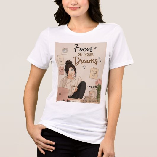 かわいい白いTシャツ 女子用 トライブレンドTシャツ (正面)