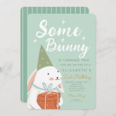 かわいい白うさぎバニーが2日目を回っている 招待状 (正面/裏面)