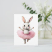 かわいい白うさぎバレリーナ踊りバレエ シーズンポストカード (スタンド正面)