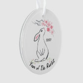 かわいい白うさぎ花年のウサギ2023 オーナメント (正面)