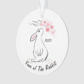 かわいい白うさぎ花年のウサギ2023 オーナメント (正面)