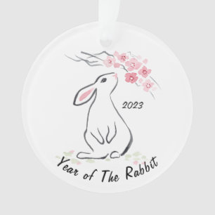 かわいい白うさぎ花年のウサギ2023 オーナメント