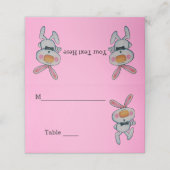 かわいい白うさぎ親指の蝶タイピンク プレイスカード (外部開封)