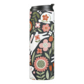 かわいい白うさぎ、フローラヴィンテージパターン。 タンブラー (回転左)