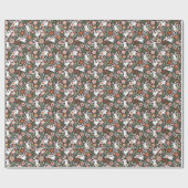 かわいい白うさぎ、フローラヴィンテージパターン。 ラッピングペーパー (フラット)