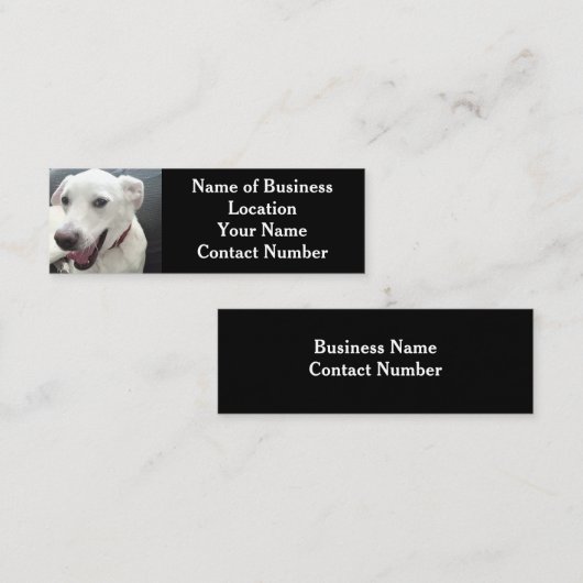 かわいい白おもしろい犬の黒写真 スキニー名刺 (正面/裏面)
