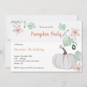 かわいい白かぼちゃの水彩画 招待状 (正面)