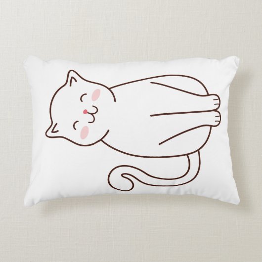 かわいい白かわいい笑顔の猫 アクセントクッション (正面)