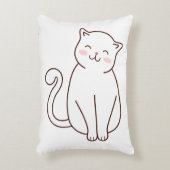 かわいい白かわいい笑顔の猫 アクセントクッション (正面(垂直))
