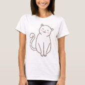 かわいい白かわいい笑顔の猫 Tシャツ (正面)