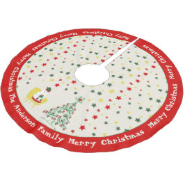 かわいい白くまとモミの木 メリークリスマス ブラッシュドポリエステルツリースカート