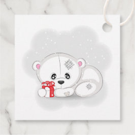 かわいい白くまのテディベアと小さなクリスマスギフト フェイバータグ