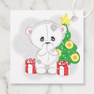 かわいい白くま&クリスマスツリー フェイバータグ