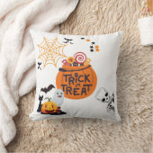 かわいい白すごいいハロウィーンのトリックまたは治療 クッション (ブランケット)