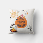 かわいい白すごいいハロウィーンのトリックまたは治療 クッション (裏面)