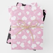 かわいい白とピンクのハートバレンタインデー ラッピングペーパーシート (インサイチュ)