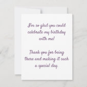 かわいい白とピンクのベビーバード誕生日 サンキューカード (裏面)