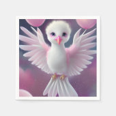 かわいい白とピンクのベビーバード誕生日 スタンダードカクテルナプキン (正面)