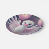 かわいい白とピンクのベビーバード誕生日 ペーパープレート (アングル)