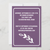 かわいい白とピンクのベビーバード誕生日 招待状 (裏面)