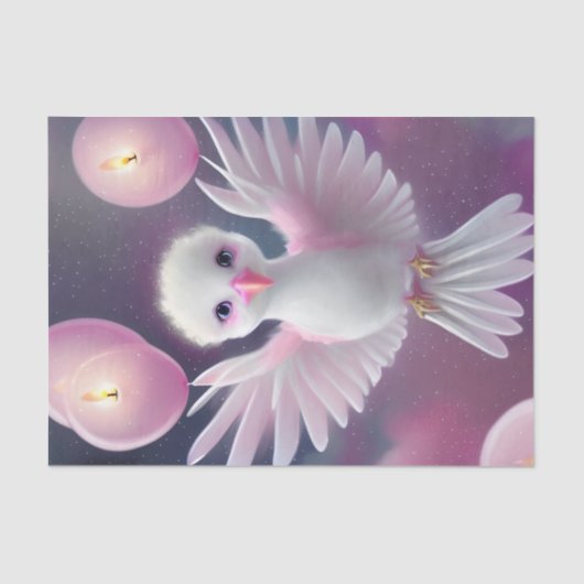 かわいい白とピンクのベビーバード誕生日 薄葉紙 (正面)