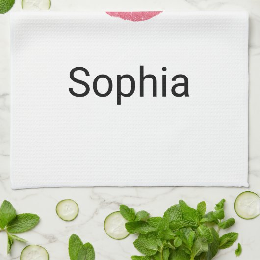 かわいい白とピンクの口紅キスザ調理師 キッチンタオル (折り畳み)