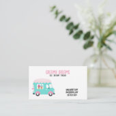 かわいい白とピンクよくはしゃぐのアイスクリーム 名刺 (スタンド正面)