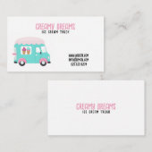 かわいい白とピンクよくはしゃぐのアイスクリーム 名刺 (正面/裏面)