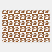 かわいい白と茶色のポープリントチェッカーボード ラッピングペーパーシート (正面2)