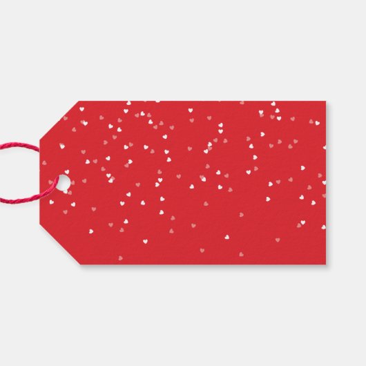 かわいい白と赤いハートの写真 ギフトタグ (裏面横)