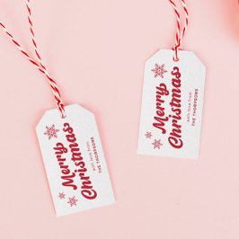 かわいい白と赤のメリークリスマス ギフトタグ