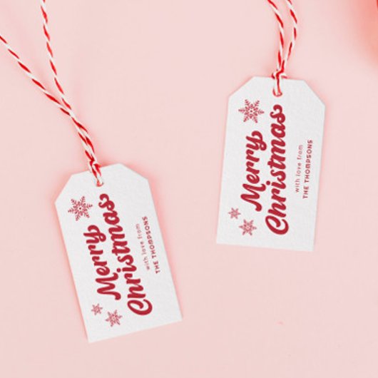 かわいい白と赤のメリークリスマス ギフトタグ