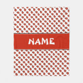 かわいい白と赤ラディバグ名前をカスタムするキッズブランケット フリースブランケット (正面)