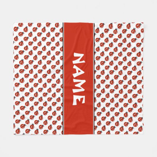 かわいい白と赤ラディバグ名前をカスタムするキッズブランケット フリースブランケット (正面(横))
