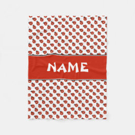 かわいい白と赤ラディバグ名前をカスタムするキッズブランケット フリースブランケット