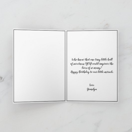 かわいい白と黒のケーキ孫1歳の誕生日 カード (内部)