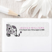 かわいい白と黒のフローラゾウのピンクのアクセント ラベル (インサイチュ)