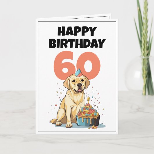 かわいい白と黒の研究室の夫60誕生日 カード (正面)