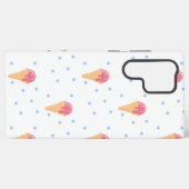 かわいい白にピンクのアイスクリーム SAMSUNG GALAXYケース (裏面横)