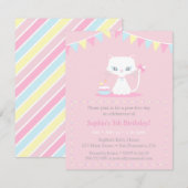 かわいい白ねこちゃんの誕生日パーティー招待状 招待状 (正面/裏面)