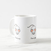 かわいい白ねずみと書道 コーヒーマグカップ (正面左)