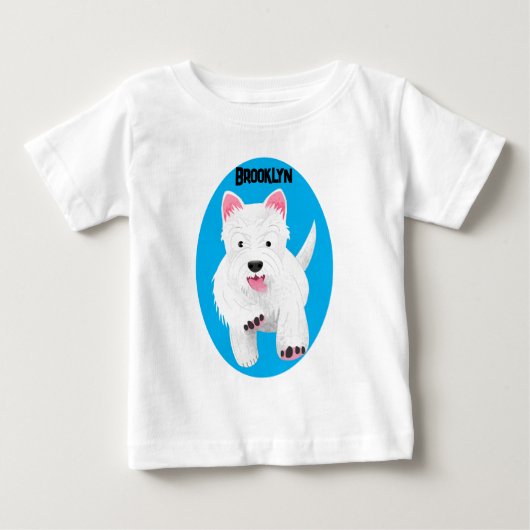 かわいい白のウェスト・ハイランド・テリアの漫画 ベビーTシャツ (正面)