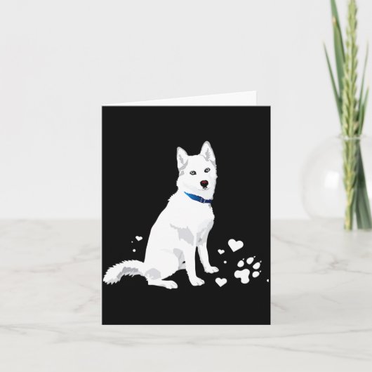かわいい白のシベリアンハスキー 優しい白の雪の犬 カード (正面)