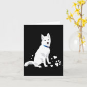 かわいい白のシベリアンハスキー 優しい白の雪の犬 カード (黄色い花)