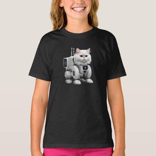 かわいい白のペルシャロボット子供用Tシャツ Tシャツ (正面)