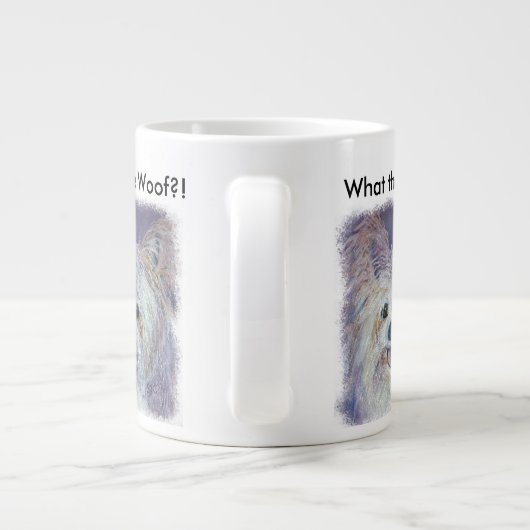 かわいい白のヨーキーミックス ジャンボコーヒーマグカップ (裏面)