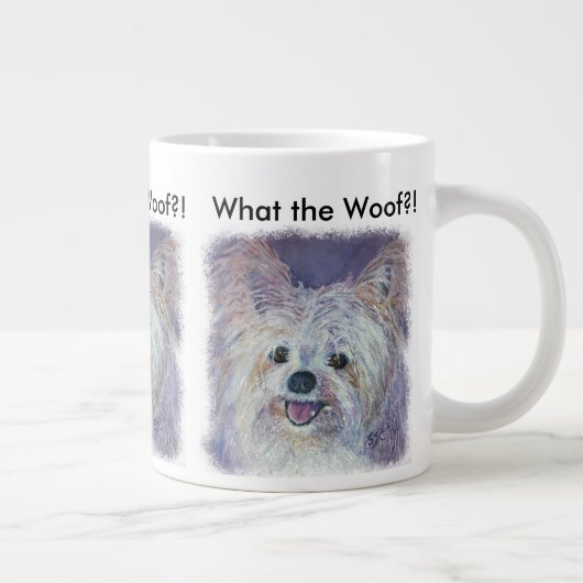 かわいい白のヨーキーミックス ジャンボコーヒーマグカップ (右)