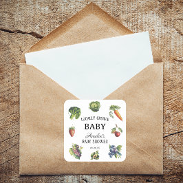 かわいい白の地元で育てられた赤ちゃんシャワー スクエアシール