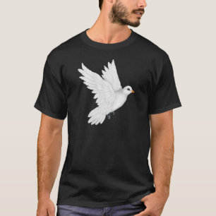 かわいい白の鳩の飛行 Tシャツ